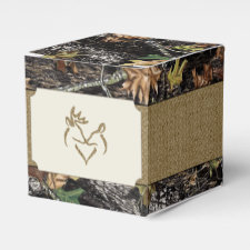 Deer Burlap Hunting Camo Wedding Favor Boxes