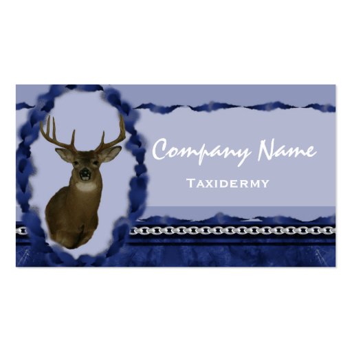Deer  Chain Taxidermy Business Cards ~ Blue (back side)