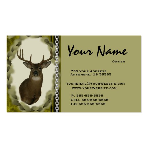 Deer  Chain Taxidermy Business Cards ~ Brown (front side)