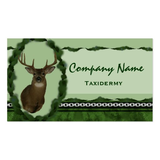 Deer  Chain Taxidermy Business Cards ~ Green (back side)