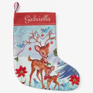 Deer Christmas Birds | Christmas Stocking Small Christmas Stocking