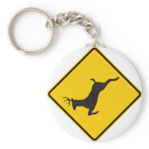 Deer Crossing Highway Sign Keychains