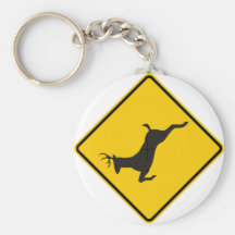 Deer Crossing Highway Sign Keychains