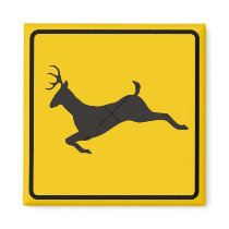 Deer Crossing Highway Sign Fridge Magnets
