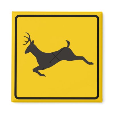 Deer Crossing Highway Sign Fridge Magnets
