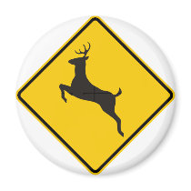 Deer Crossing Highway Sign magnets by wesleyowns Deer Crossing Highway Sign magnets