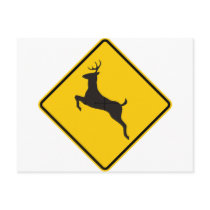 Deer Crossing Highway Sign Postcards
