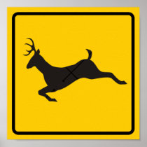 Deer Crossing Highway Sign Print