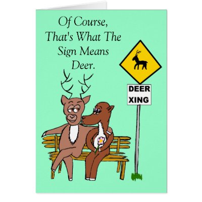 Deer Crossing/Kissing (US) Greeting Cards by Eddy_G