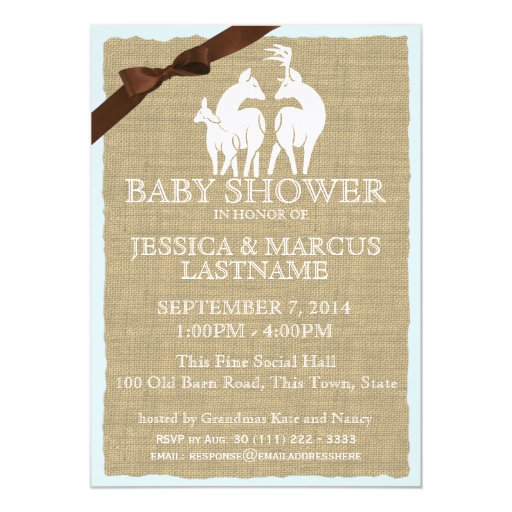 Deer Family Woodland Baby Shower Custom Announcements