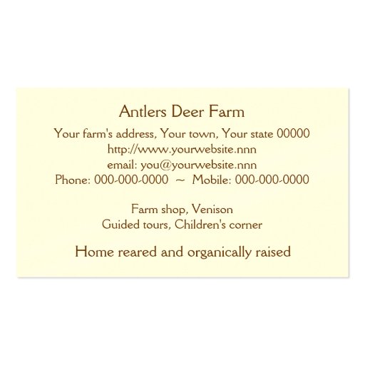 Deer farm business card (back side)