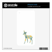 Deer fawn silhouette nature cute folk art pattern iPhone 4S decals