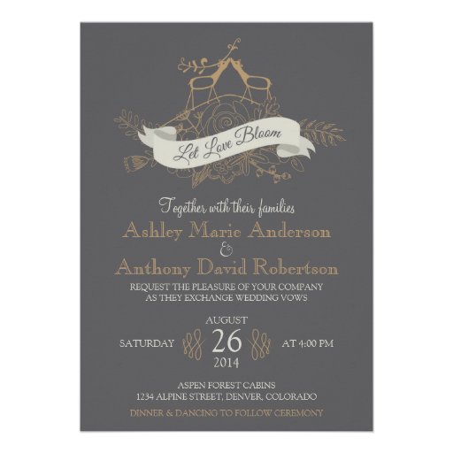 Deer Floral Mountain Woodsy Alpine Wedding Personalized Invitations