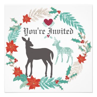 Deer Folk Art Winter Baby Shower Invitation