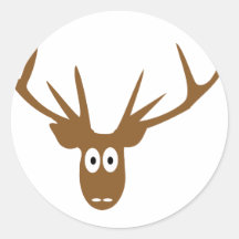 deer head antler round stickers