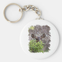 Deer hiding in bushes keychain