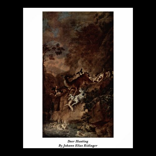Deer Hunting By Johann Elias Ridinger Print