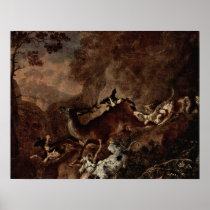 deer hunting by Johann Elias Ridinger Posters