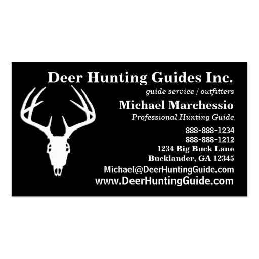 Deer Hunting Skull w/ Antlers Business Card Template (back side)