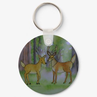 Deer in Forest Keychain keychain