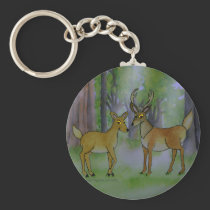 Deer in Forest Keychain keychains