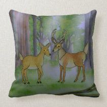 Deer in Forest Pillow pillows