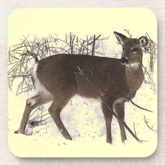 Deer in Snow corkcoaster