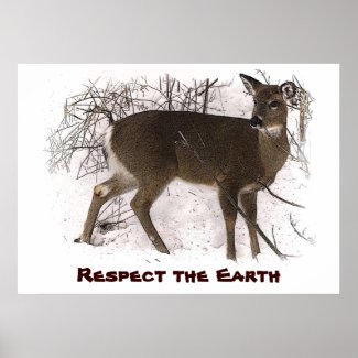 Deer in Snow Earth Day Poster