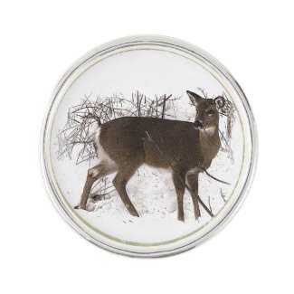 Deer in Snow Lapel Pin