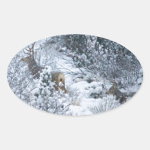 Deer in Snow Sticker