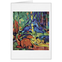 Deer In The Forest (Ii) By Franz Marc Greeting Cards