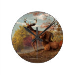 Deer on an Autumn Lakeshore Clock