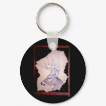 Deer on Deer Hide Painting Key Chain by Dawna keychains
