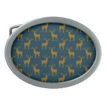 Deer Pattern Brown and Blue Belt Buckle