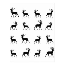 Deer pattern in Black and White Postcards