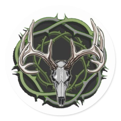 Deer Skull Tribal Tattoo Stickers by WildHairIllustrator