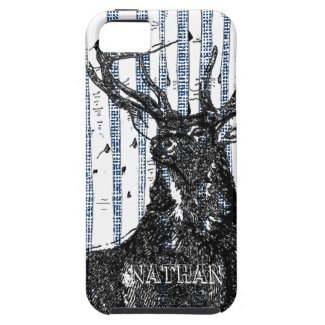 Deer/Stag Birch Tree linen Personalize iphone Case