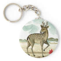 Deer Vintage Japanese Silk Label Keychains
