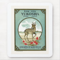 Deer Vintage Japanese Silk Label Mouse Pads