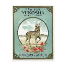 Deer Vintage Japanese Silk Label Postcards