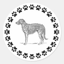 Deerhound con Pawprints Etiqueta