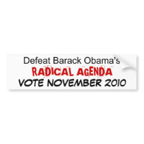 Defeat Barack Obama's RADICAL AGENDA . . . Bumper Stickers