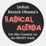 Defeat Barack Obama's RADICAL AGENDA . . . Round Sticker