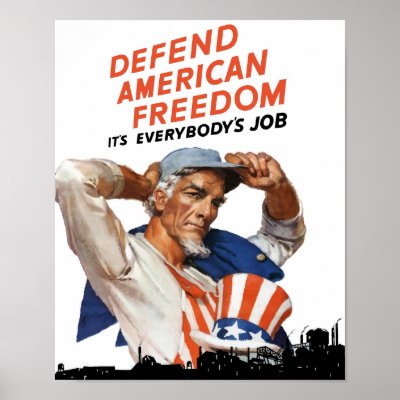 Defend American Freedom -- Uncle Sam WWII Poster