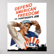 Defend American Freedom -- Uncle Sam WWII Poster
