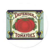 Defender Tomatoes, Vintage Fruit Crate Label Art Stickers