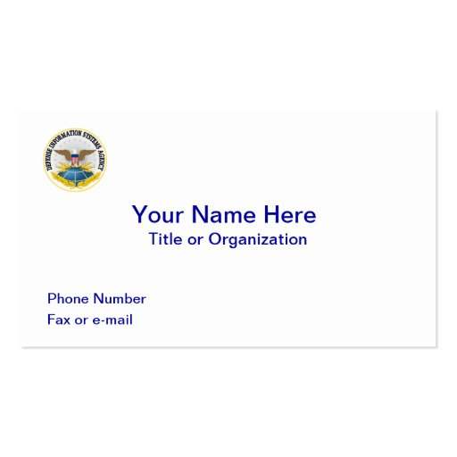 Defense Information Systems Agency Business Card (front side)