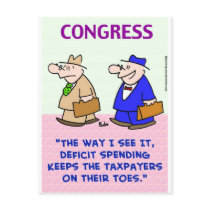 deficit spending taxpayers on toes postcards