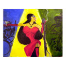 postcard - Dehlila- oils
This was my first oil painting. I was listening to Billie Holiday's Love Songs over and over. She is perhaps one of the greatest sirens of all time. I made Dehlila to be sexy and fun. The kind of girl you don't know if she's gonna kiss ya or cut ya. Is there a blade in that garter?
