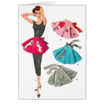 Delantal retro de la falda del caniche de la moda  tarjeta